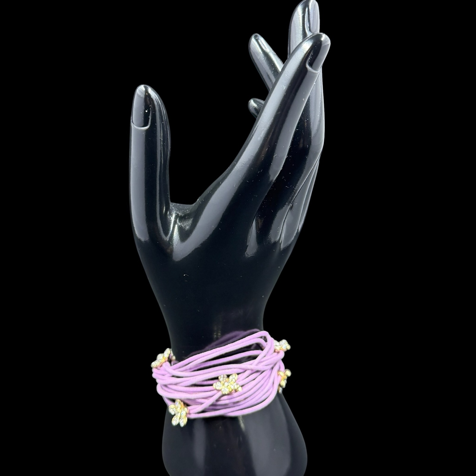 Saachi Purple Wrap Bracelet Floral Crystal Magnetic Closure Boho Coquette Sz 6 25$